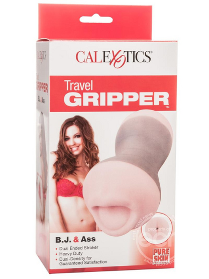 TRAVEL GRIPPER DUAL DENSITY STROKER - MOUTH AND ASS - PINK