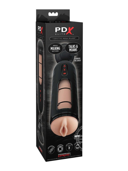 RECHARGEABLE VIBRATING MEGA MILKER MASTURBATOR - PUSSY - VANILLA/BLACK