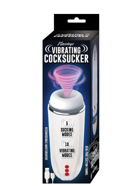 VIBRATING COCKSUCKER RECHARGEABLE MASTURBATOR - WHITE