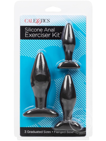 SILICONE ANAL EXERCISER ANAL PLUG SET (3 PER SET) - BLACK