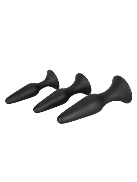 SILICONE ANAL TRAINER KIT BLACK 3 SIZES