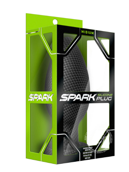 SPARK SILICONE BUTT PLUG - MEDIUM - CARBON FIBER