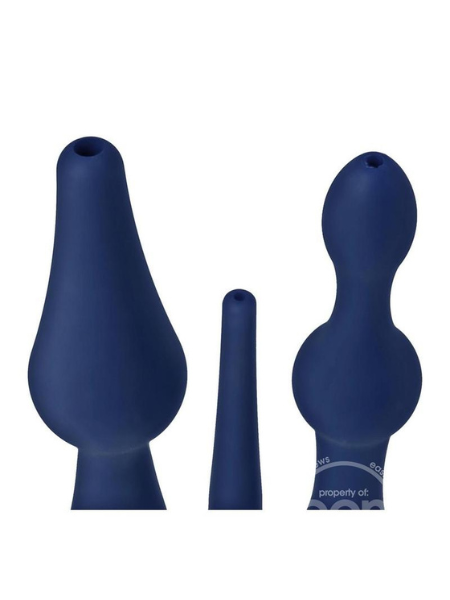 CLEANSTREAM UNIVERSAL 3 PIECE SILICONE ENEMA ATTACHMENT SET - BLUE