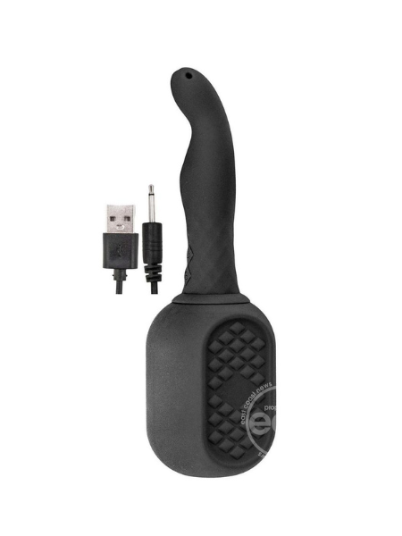 VIBRATING DOUCHE RECHARGEABLE SILICONE ANAL DOUCHE - BLACK