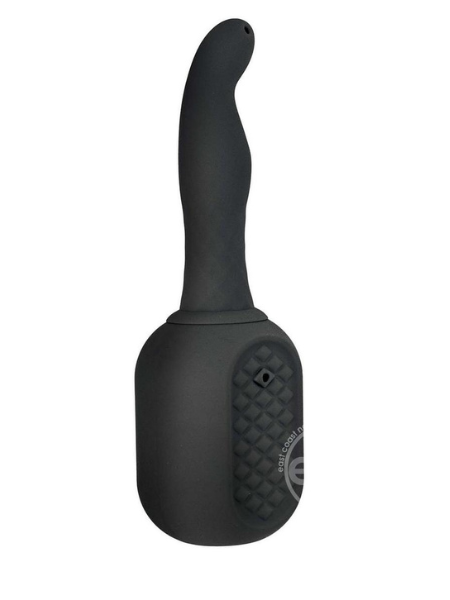 VIBRATING DOUCHE RECHARGEABLE SILICONE ANAL DOUCHE - BLACK