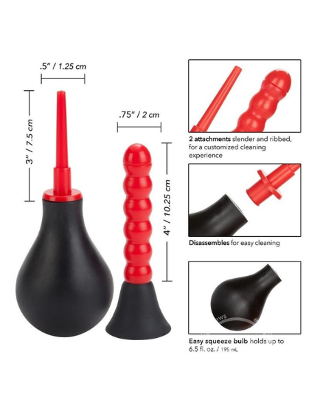 RIBBED ANAL DOUCHE RED AND BLACK