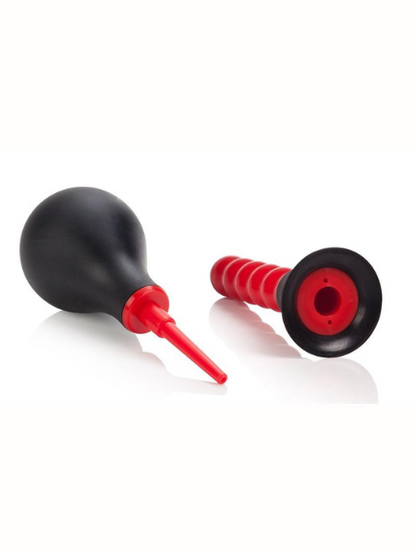 RIBBED ANAL DOUCHE RED AND BLACK