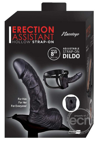 ERECTION ASSISTANT HOLLOW STRAP-ON 8IN - BLACK