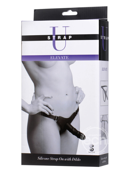 STRAP U ELEVATE SILICONE STRAP ON WITH DILDO 5.5IN - BLACK