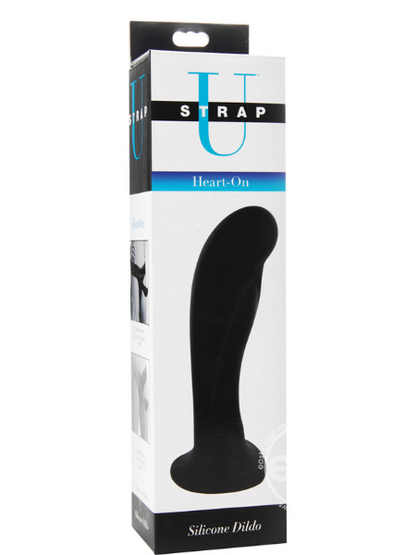 STRAP U HEART-ON SILICONE 6IN DILDO - BLACK