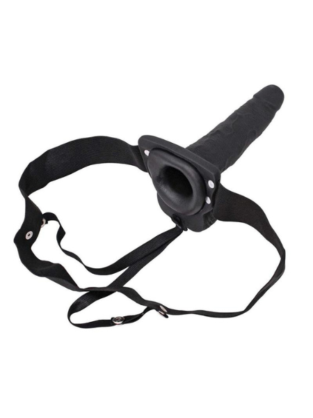 ERECTION ASSISTANT HOLLOW VIBRATING STRAP-ON 6IN - BLACK