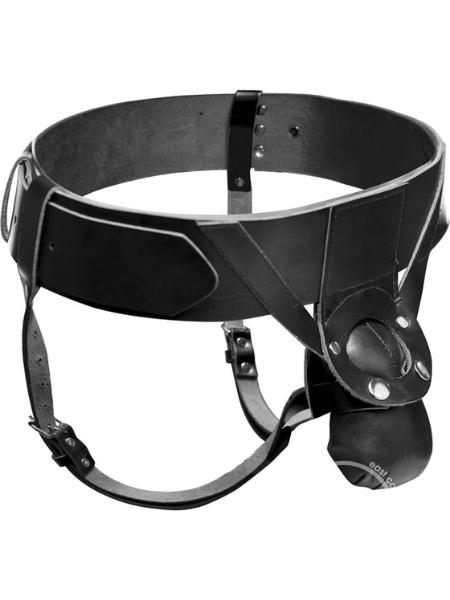 STRAP U POWERHOUSE SUPREME LEATHER STRAP ON HARNESS SYSTEM - BLACK