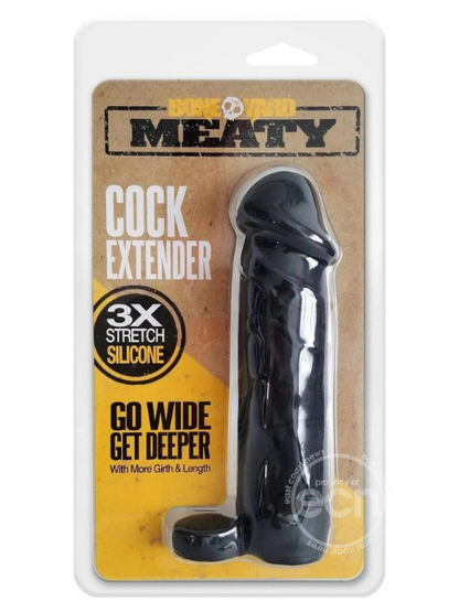 BONEYARD MEATY 3X STRETCH SILICONE PENIS EXTENDER 6.5IN - BLACK