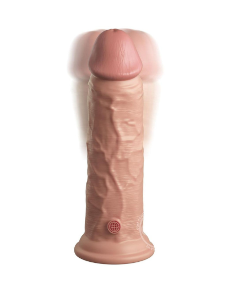 KING COCK ELITE DUAL DENSITY VIBRATING RECHARGEABLE SILICONE DILDO WITH REMOTE CONTROL DILDO 8IN - VANILLA