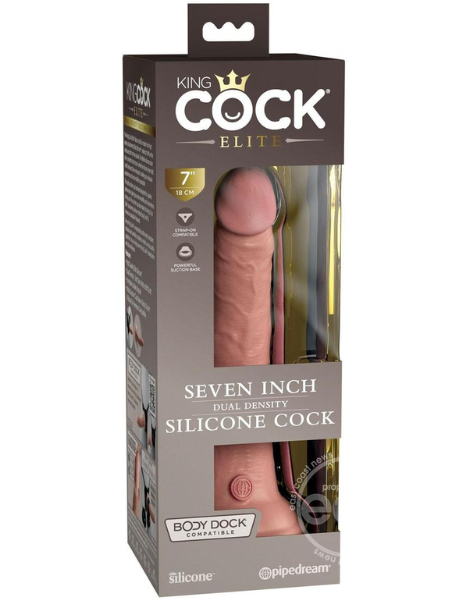 KING COCK ELITE DUAL DENSITY SILICONE DILDO 7IN - VANILLA