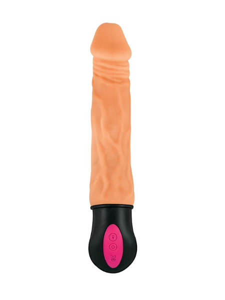 NATURAL REALSKIN HOT COCK #1 RECHARGEABLE WARMING VIBRATOR 7IN - VANILLA