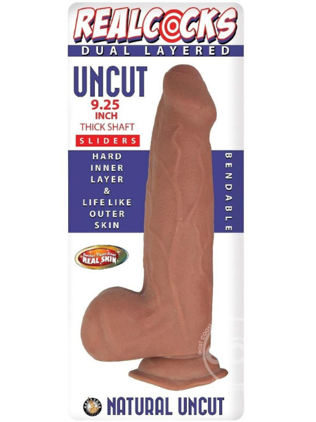 REALCOCKS DUAL LAYERED UNCUT SLIDER THICK SHAFT DILDO 9.25IN