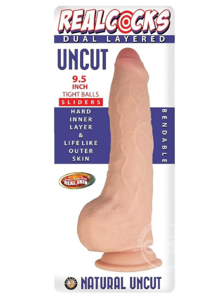 REALCOCKS DUAL LAYERED UNCUT SLIDER WITH TIGHT BALLS 9.5IN - VANILLA