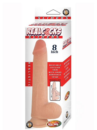 REALCOCKS SLIDERS DILDO WITH BALLS 8IN - VANILLA