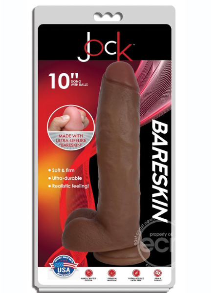 JOCK BARESKIN REALISTIC DONG WITH BALLS 10IN - CARAMEL