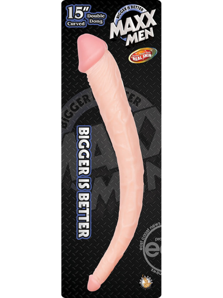 MAXX MEN CURVED DOUBLE DILDO 15IN - VANILLA