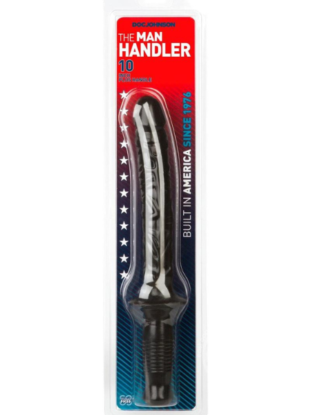 THE MANHANDLER DILDO WITH HANDLE 10IN - BLACK