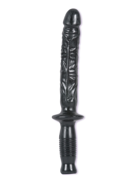 THE MANHANDLER DILDO WITH HANDLE 10IN - BLACK