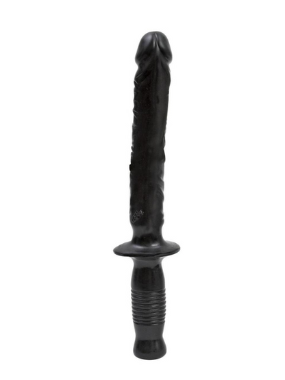 THE MANHANDLER DILDO WITH HANDLE 10IN - BLACK