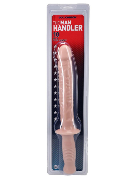 CLASSIC THE MANHANDLER WITH HANDLE DILDO 10IN - VANILLA