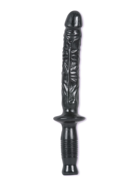 THE MANHANDLER DILDO WITH HANDLE BULK 10IN - BLACK