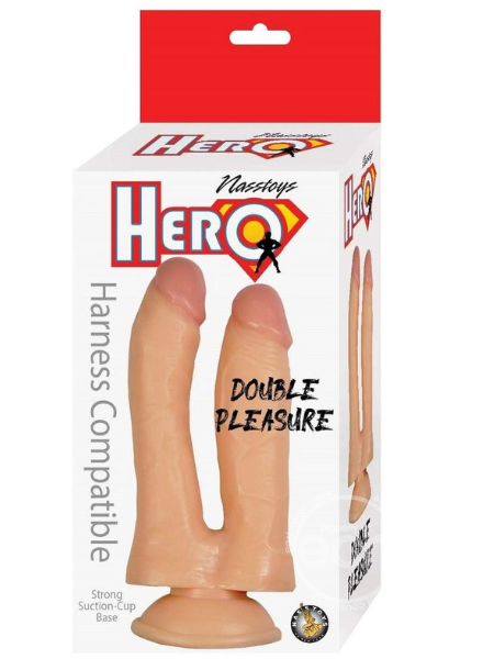 HERO DOUBLE PLEASURE DOUBLE DILDO WITH SUCTION CUP