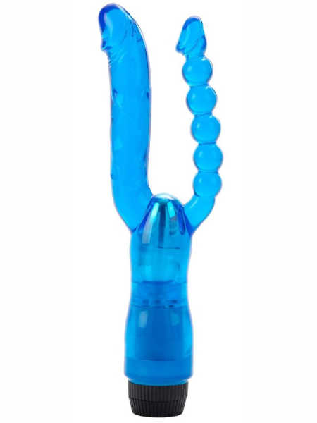 DUAL PENETRATOR VIBRATOR WITH ANAL BEADS- BLUE