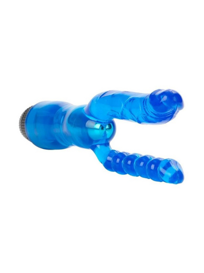 DUAL PENETRATOR VIBRATOR WITH ANAL BEADS- BLUE