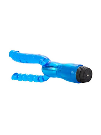 DUAL PENETRATOR VIBRATOR WITH ANAL BEADS- BLUE