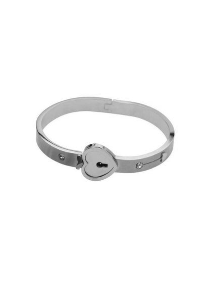 MASTER SERIES CUFFED LOCKING BRACELET & KEY NECKLACE - SILVER