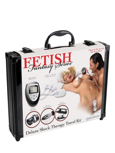 FETISH FANTASY SERIES DELUXE SHOCK THERAPY TRAVEL KIT - BLACK AND SILVER