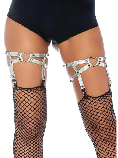 DUAL STRAP THIGH HIGH GARTER SUSPENDER WITH HEART