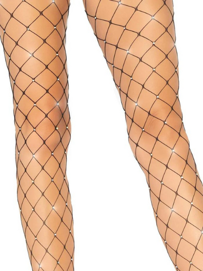 RHINESTONE FENCE NET TIGHTS