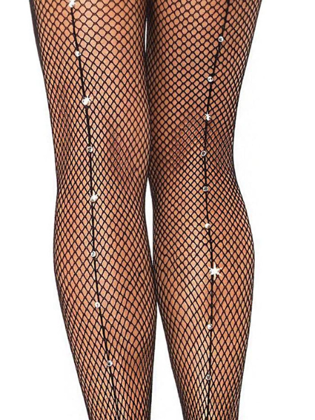 RHINESTONE BACKSEAM FISHNET TIGHTS