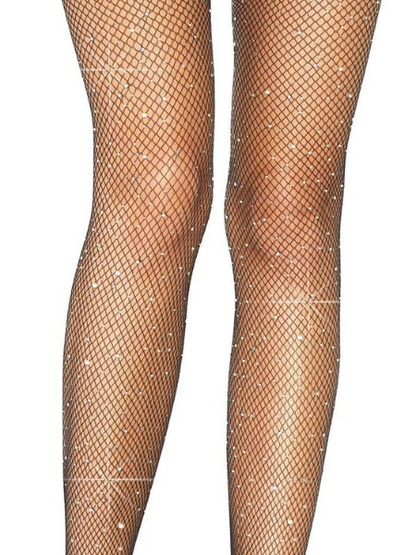 RHINESTONE FISHNET SUSPENDER PANTYHOSE