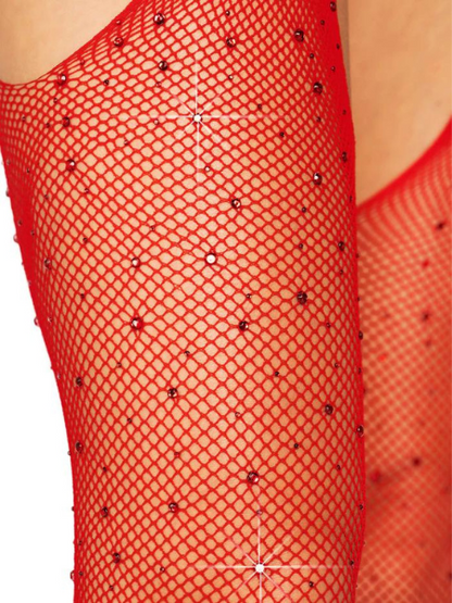 RHINESTONE FISHNET SUSPENDER PANTYHOSE