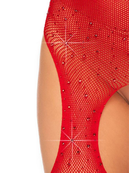 RHINESTONE FISHNET SUSPENDER PANTYHOSE