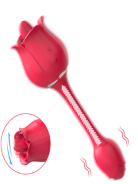 ROSE TONGUE VIBRATOR WITH ROSE HANDLE