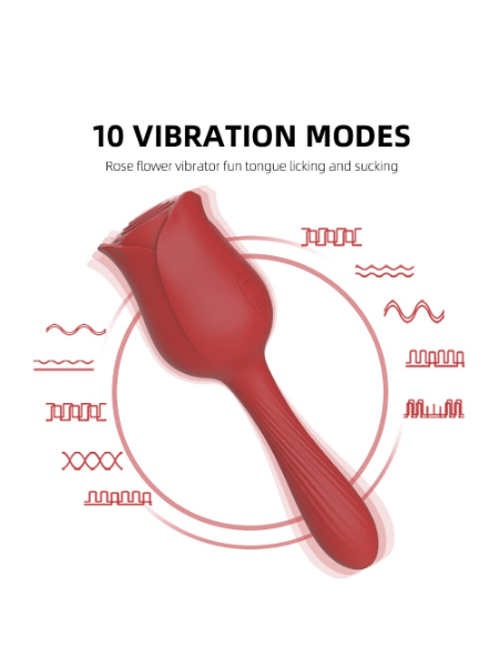 10 FREQUENCY SUCKING ROSE AND HANDLED VIBRATOR