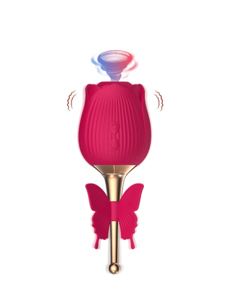 ROSE SUCKING VIBRATOR G-SPOT STIMULATOR WITH BUTTERFLY DECOR