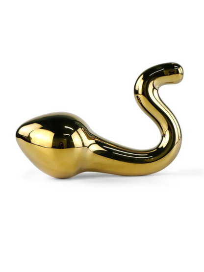 WOMEN MASTURBATOR ANAL BEADS GLAS BUTT PLUG - GOLD