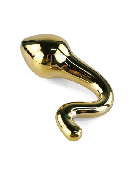 WOMEN MASTURBATOR ANAL BEADS GLAS BUTT PLUG - GOLD