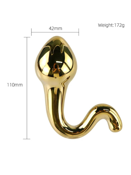 WOMEN MASTURBATOR ANAL BEADS GLAS BUTT PLUG - GOLD