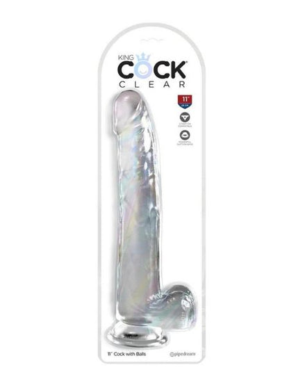 CLEAR DILDO WITH BALLS 11 IN