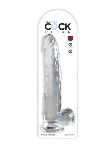 CLEAR DILDO WITH BALLS 11 IN